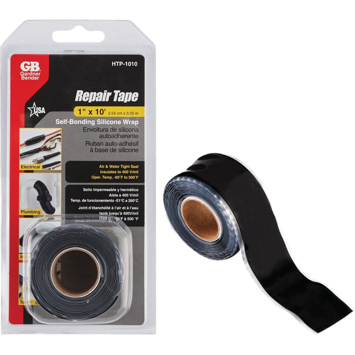 Black self-bonding silicone repair tape for electrical and plumbing use, part of Electrical Tools & Accessories under $50 collection