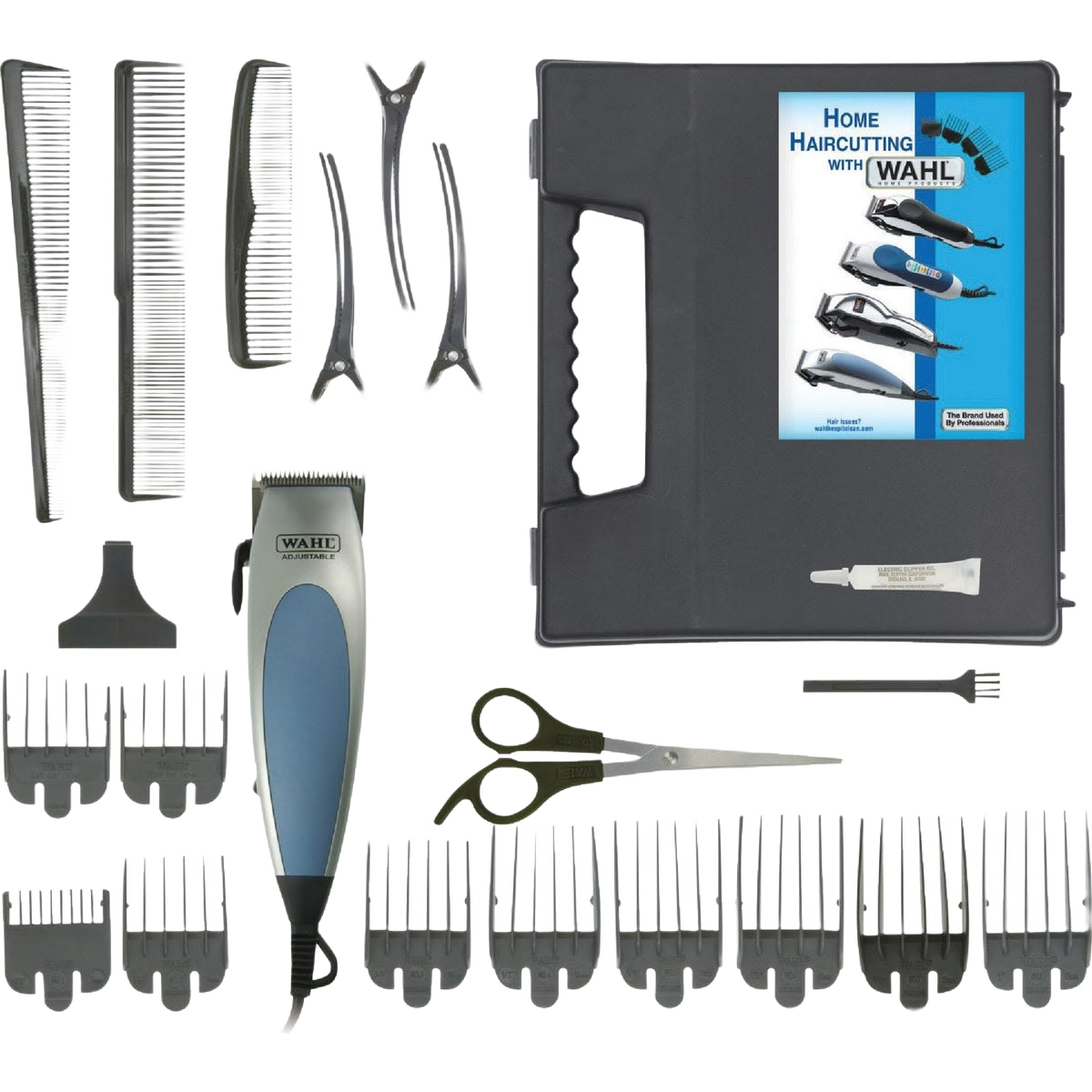 22-piece hair clipper set with adjustable guards, scissors, combs, and carrying case for men's grooming and Health & Beauty collections