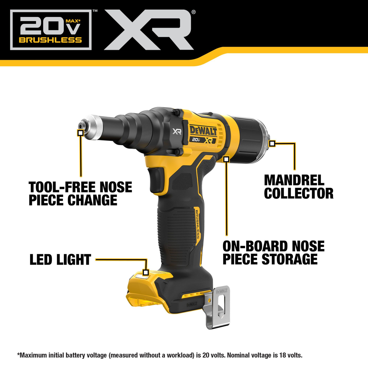 DEWALT 20V MAX* XR® Brushless Cordless 3/16" Rivet Tool (Tool Only)