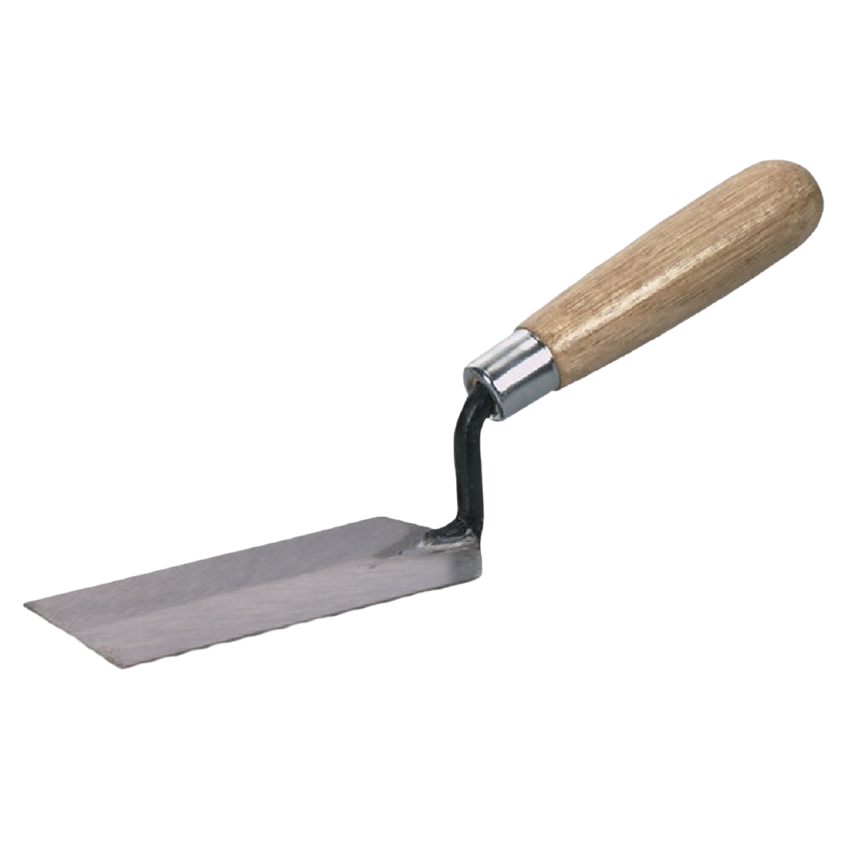 Wood-handled margin trowel with angled metal blade for precise home improvement and finishing tasks