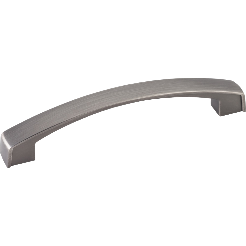 Brushed pewter 128mm cabinet pull with sleek curved design for home improvement and furniture hardware use