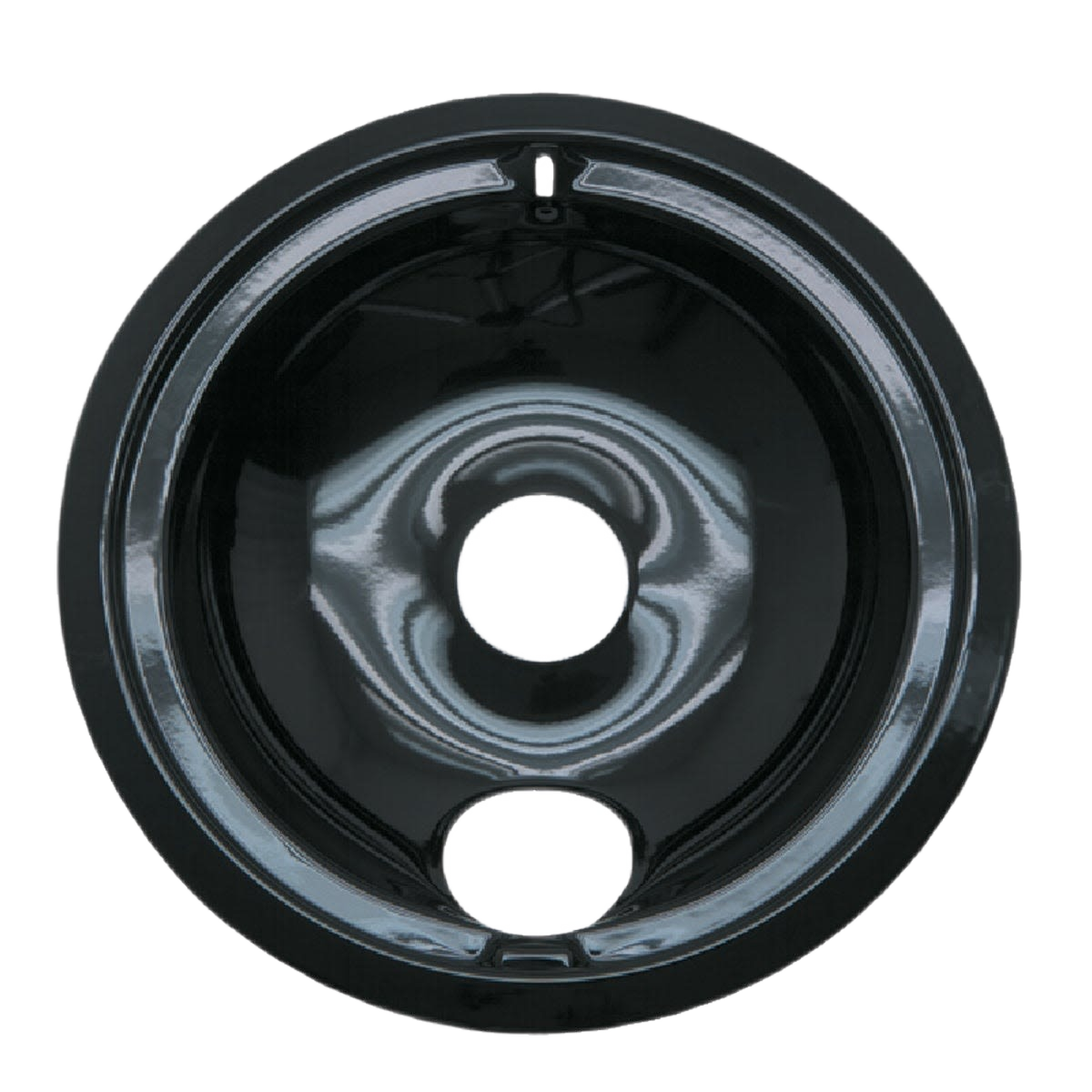 Black porcelain drip pan for electric ranges with locking slots, kitchen gadget for home improvement under $50 at Hartville Hardware