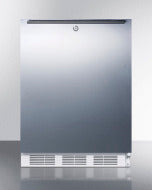 Stainless steel built-in refrigerator-freezer with left-hand door swing for kitchen and appliance collections