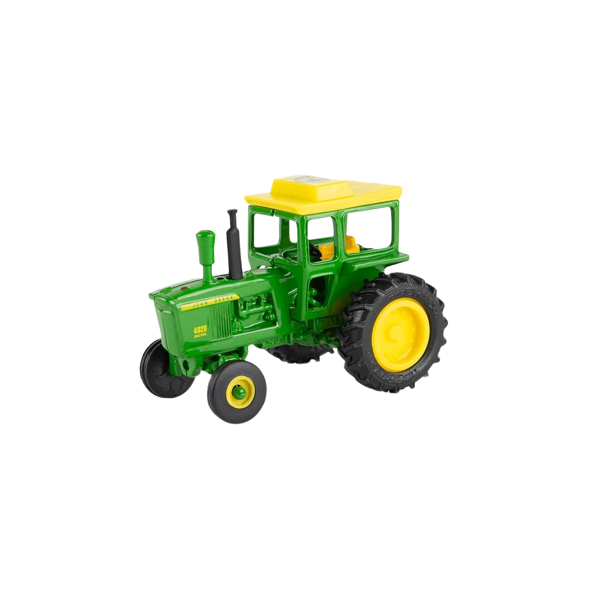 Green and yellow 1/64 scale John Deere toy tractor with cab from Vehicles & Remote Controlled Toys and Toys & Games collections