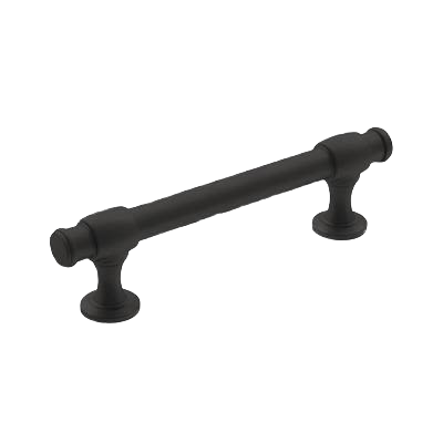 Matte black cabinet pull with traditional design for Hardware and Furniture Accessories collections under $50.