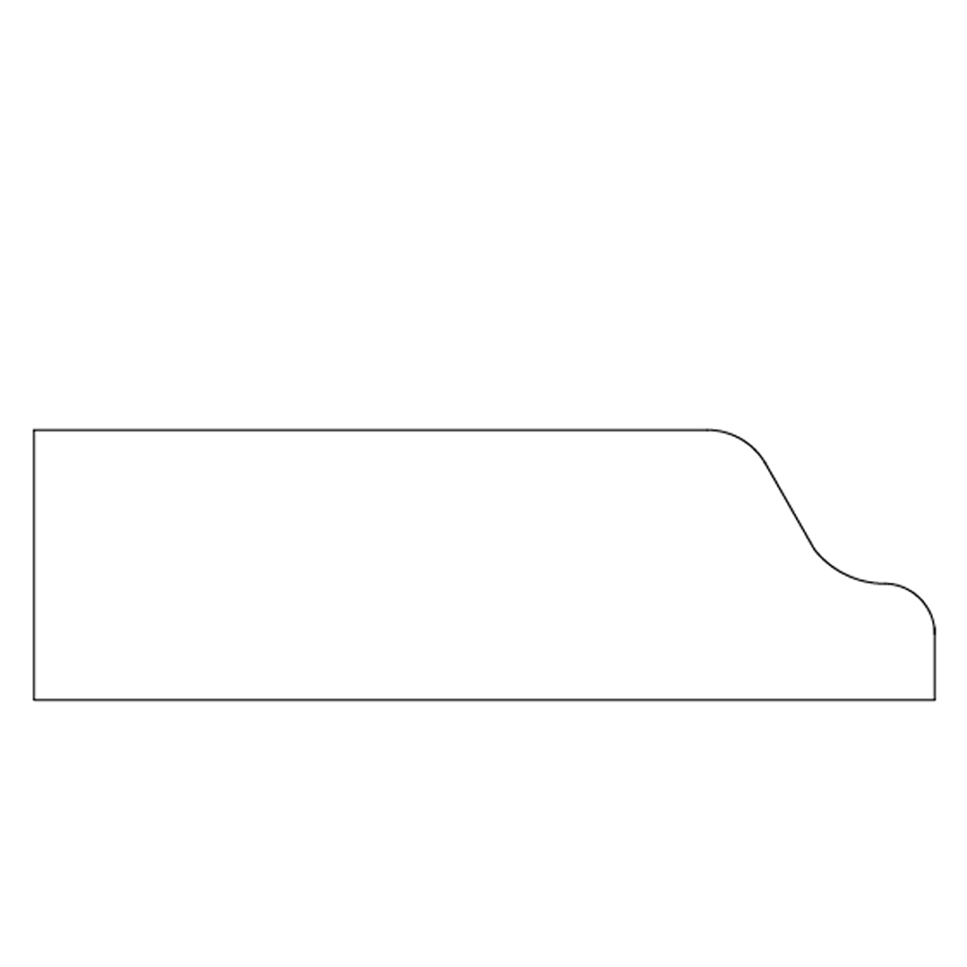 Outline drawing of a 3/4 x 2 inch pop dentil molding profile for home improvement projects and woodworking.