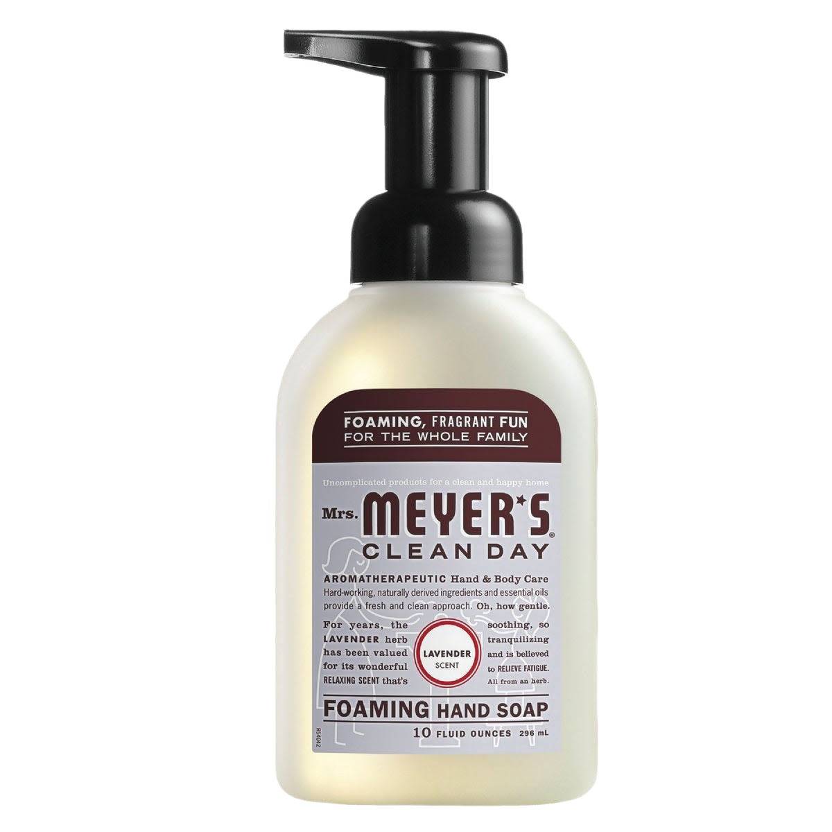 Bottle of lavender-scented foaming hand soap designed for gentle use and everyday home care.