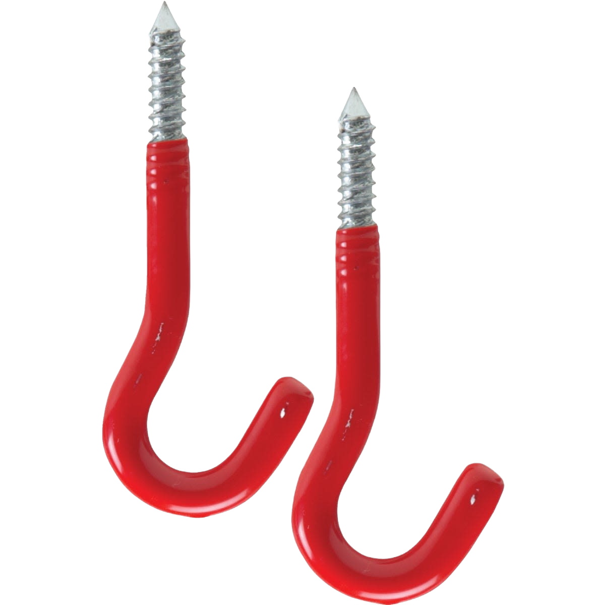 Pair of steel screw-in plant hooks with red vinyl coating for secure hanging in hardware and storage under $50 collection