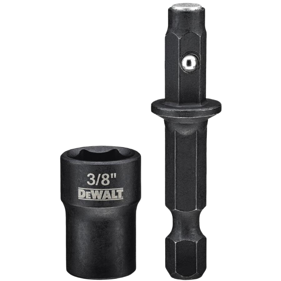 Black 3/8 inch detachable nut driver set with hex shank for power tools in home improvement tasks
