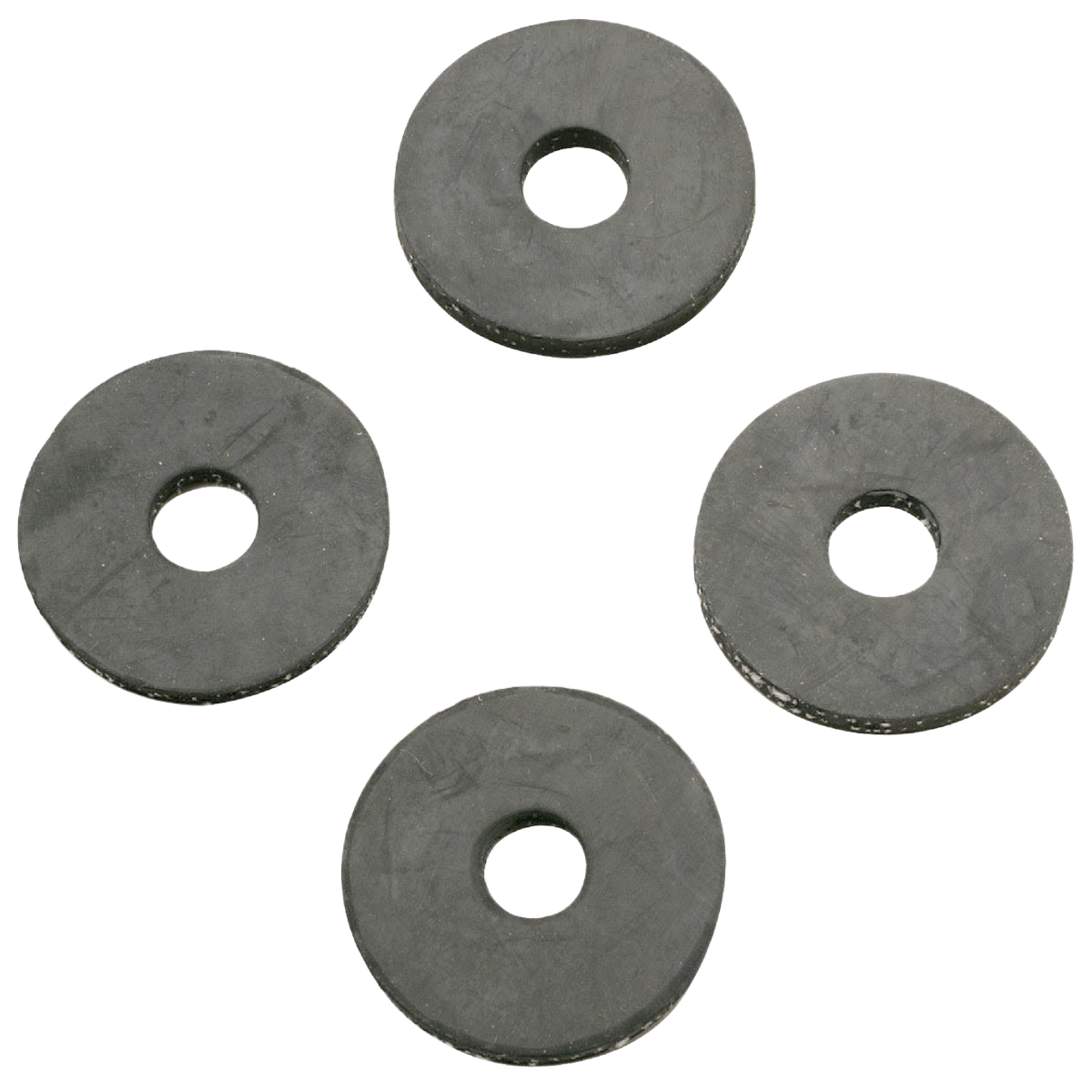 Set of four rubber washers for tank to bowl installation in plumbing and home improvement applications
