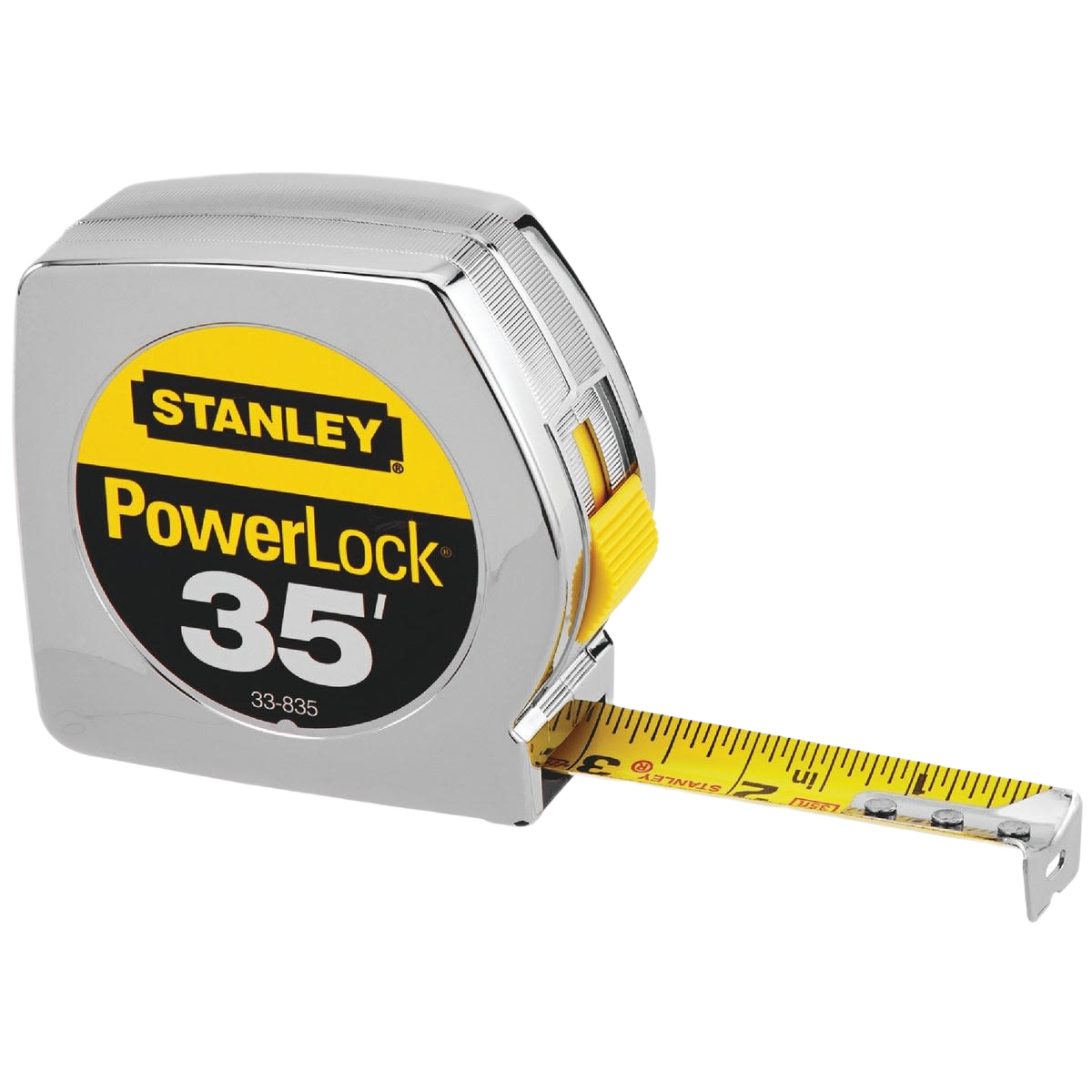 Compact steel tape measure with yellow blade and lock mechanism for accurate measuring in home improvement tasks