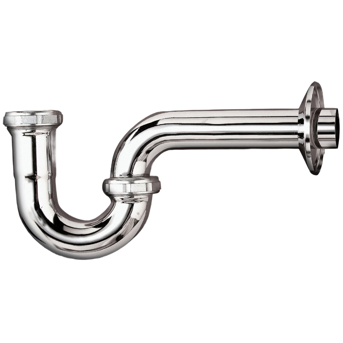 Chrome-plated seamless brass P-trap with flange, nuts, and washers for plumbing in Pipes & Fittings under $100 collection