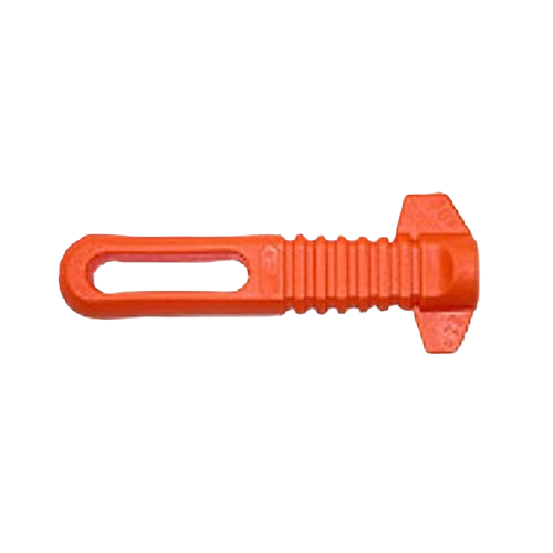 Orange Swiss file handle with flat-sided design and filing guide for secure grip in saw accessories and tool collections