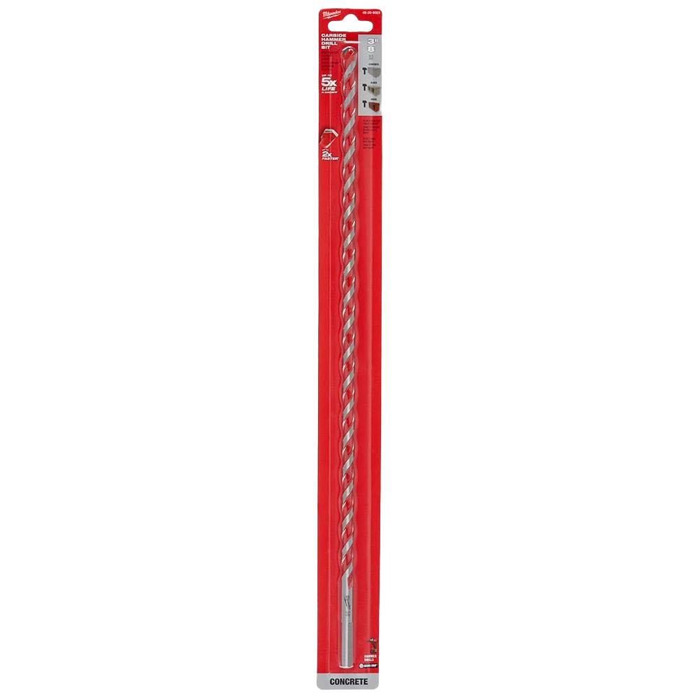 Milwaukee red-packaged carbide-tipped hammer drill bit for concrete in power tool accessories under $50 collection