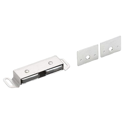 Aluminum magnetic latch catch with mounting plates for cabinet and furniture hardware in home improvement collections