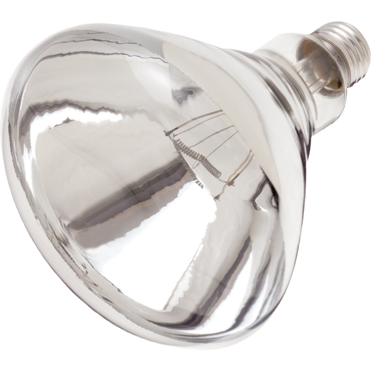 Clear R40 incandescent heat bulb with reflective coating, ideal for lighting and heating in home improvement projects