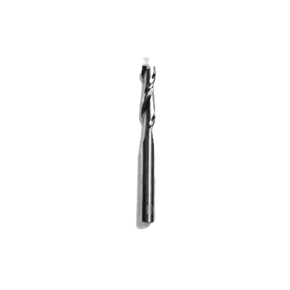 Silver up-spiral flat router bit with 1/4 inch shank for precision woodworking and home improvement tools use