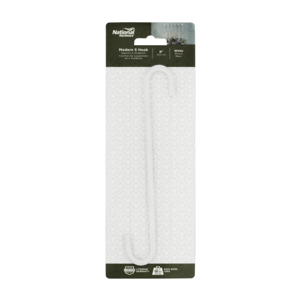 8-inch white steel modern large S-hook for hanging plants and planters in Lawn & Garden under $50 collection