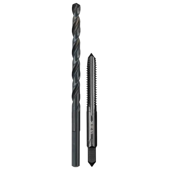 Set of Milwaukee drill bit and straight flute plug tap for precise threading and drilling in home improvement projects