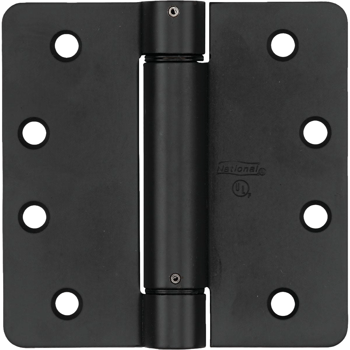 Oil rubbed bronze spring hinge with 5/8 inch radius designed for door hinges and hardware in home improvement collections