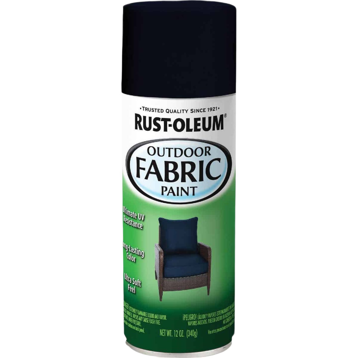 Navy flat matte outdoor fabric spray paint in 12 oz can for fabric protection and home improvement tasks