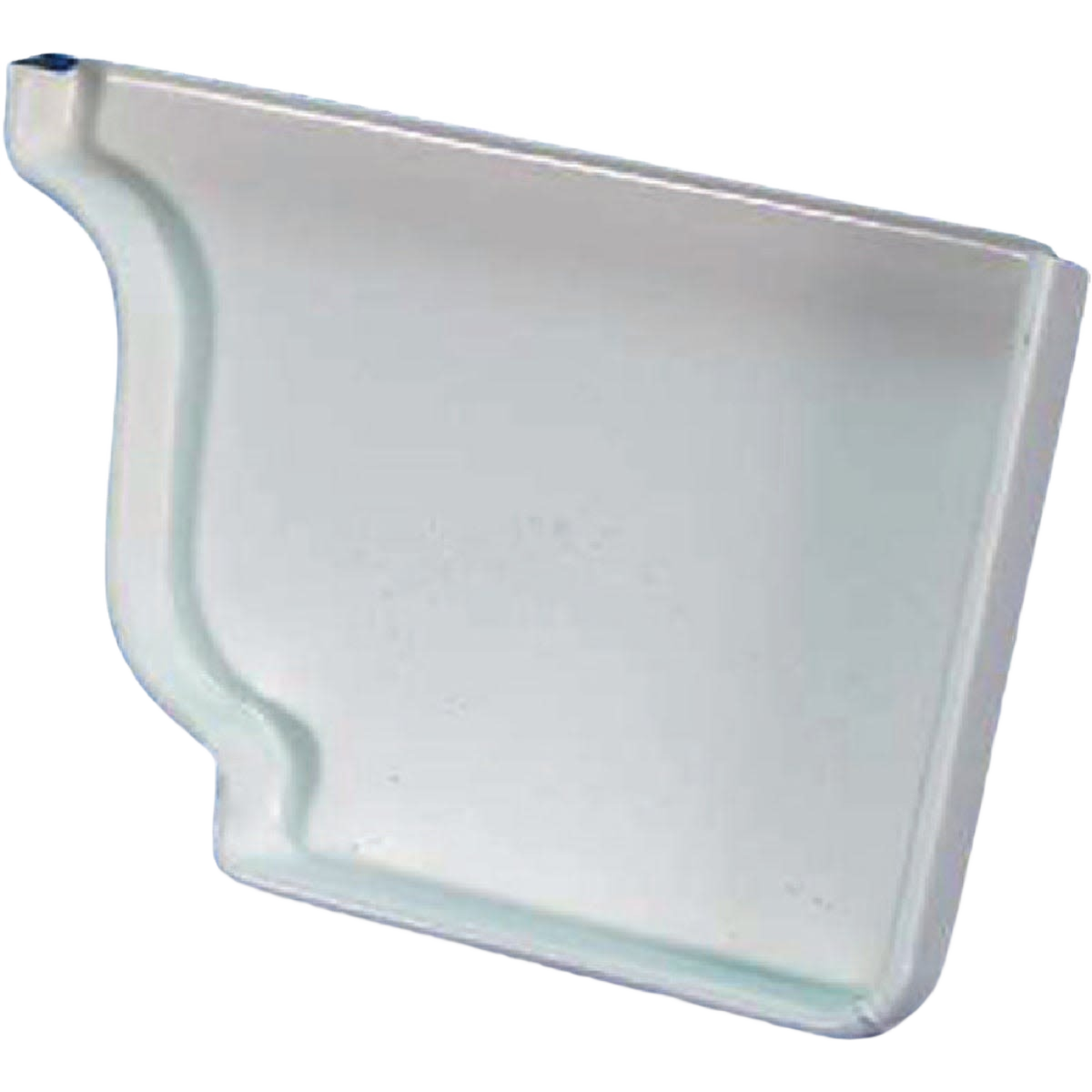 White aluminum right-side gutter end cap designed for sealing and protecting gutter edges in home improvement projects