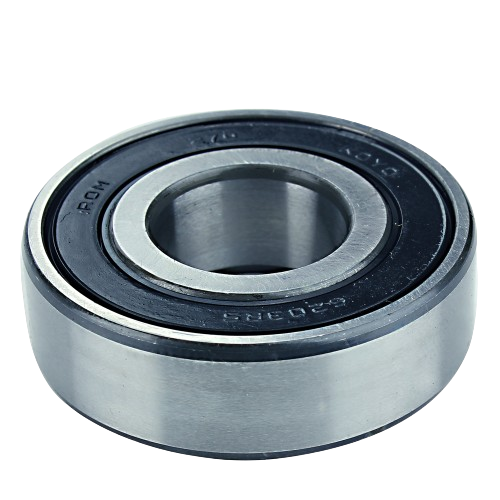 Precision-engineered ball bearing with polished metal outer ring and sealed black rubber shields for tools and home improvement projects