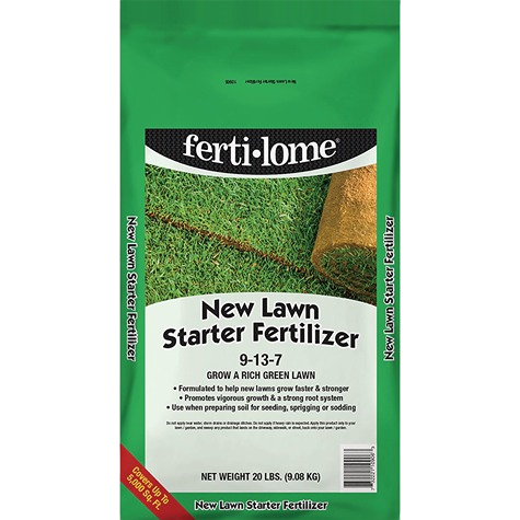 20 lb bag of starter fertilizer for lawns promoting strong root growth, suitable for seeding and lawn care under $50 collection