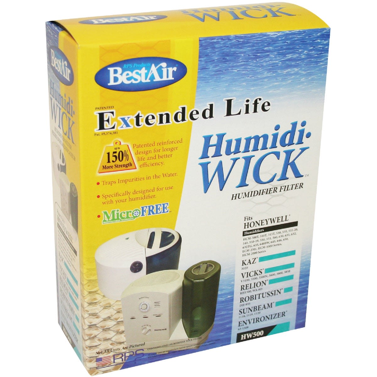 Box of BestAir Extended Life Humidi-Wick humidifier filter designed for Honeywell and other compatible brands