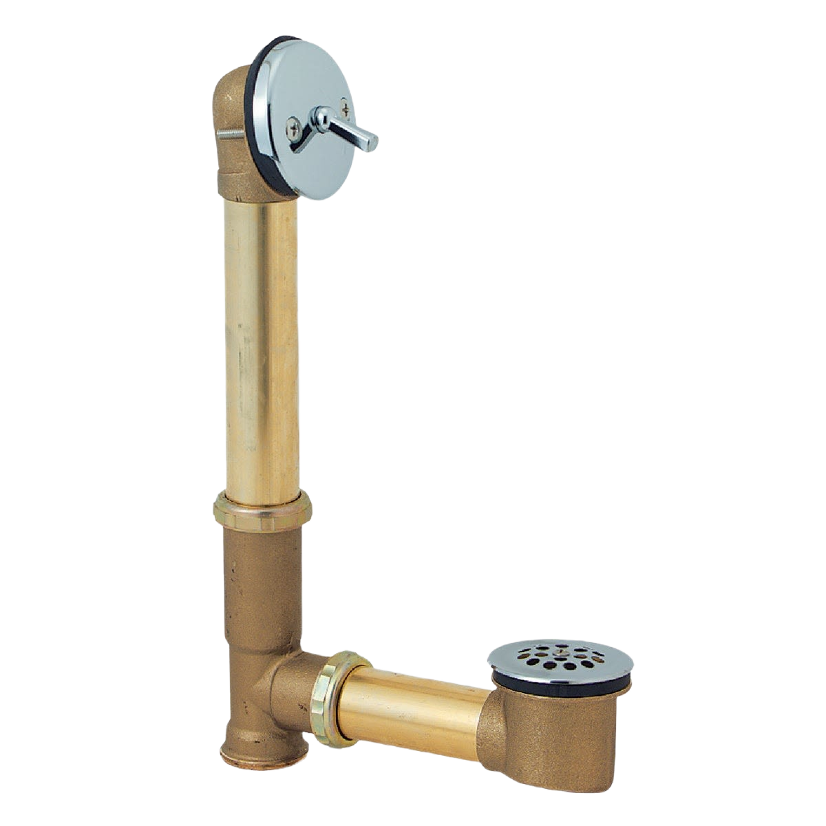 Metal trip lever bath drain with rough brass tubing for plumbing and Pipes & Fittings collections under $100