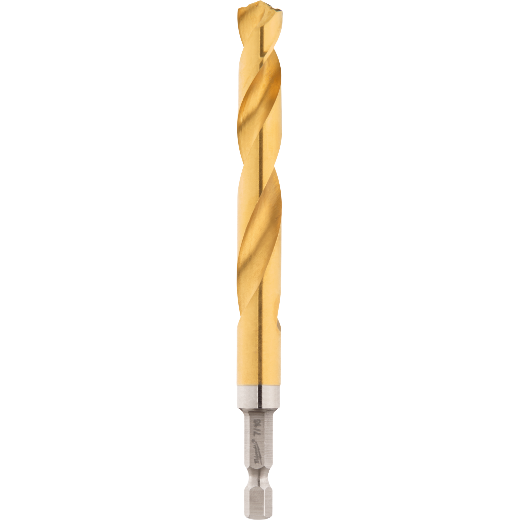 Titanium-coated 7/16" drill bit with QUAD EDGE™ tip for impact duty in tool accessories and power tool kits