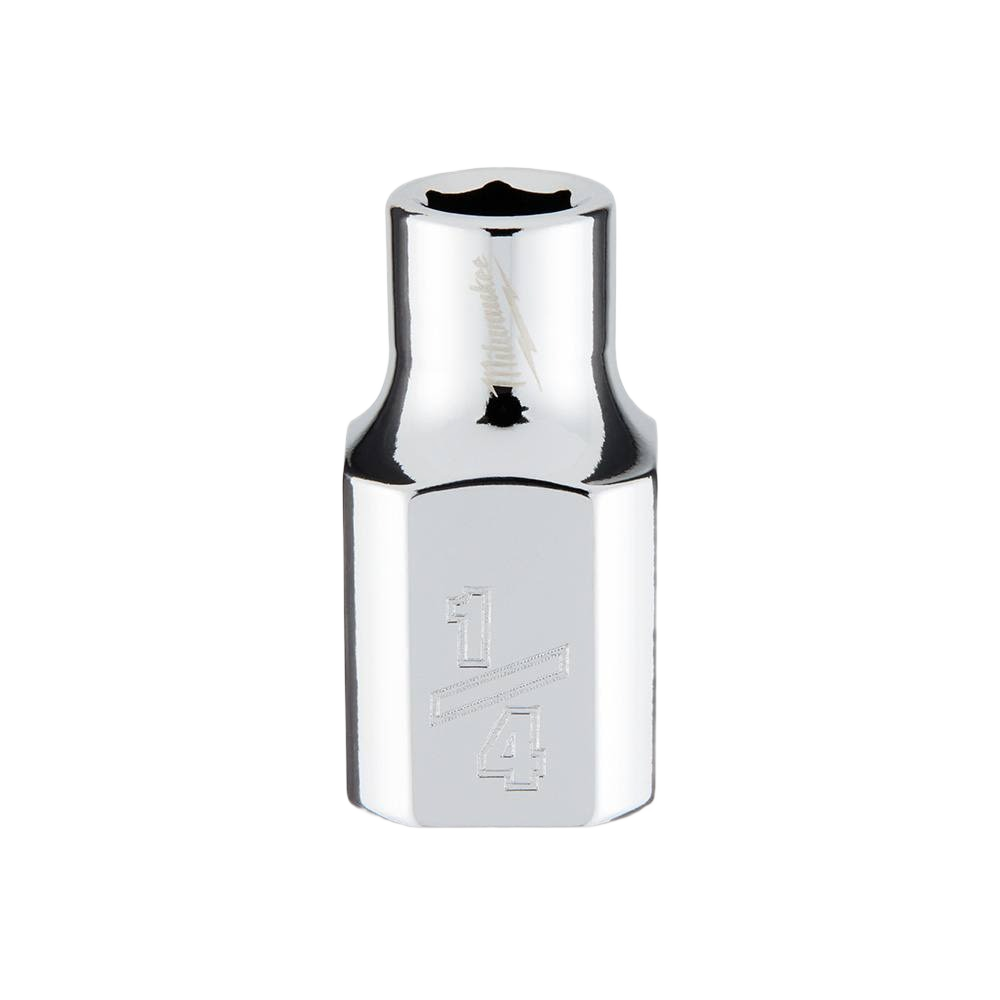 Chrome 1/4 inch standard socket with FOUR FLAT sides for improved grip in tools and home improvement use