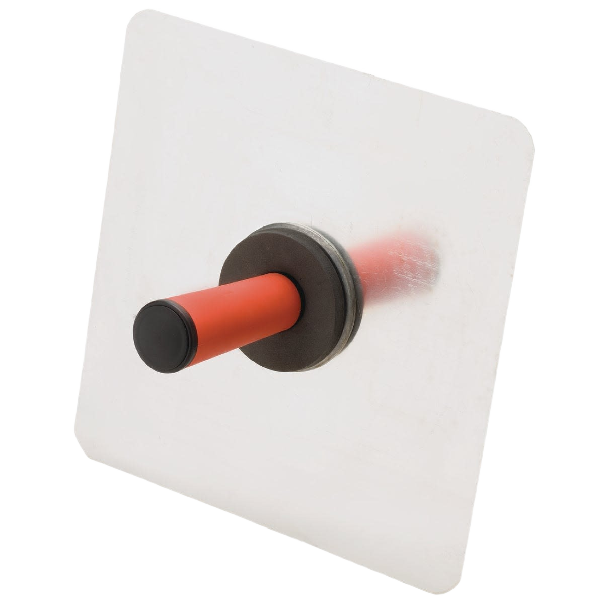 Aluminum drywall hawk with ergonomic orange handle and square flat surface for plaster and drywall applications
