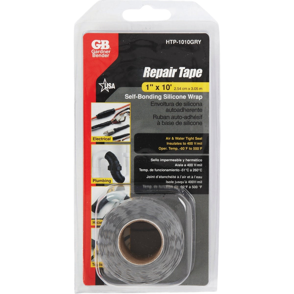 Gray self-bonding silicone repair tape for electrical and plumbing use in home improvement under $50 collections
