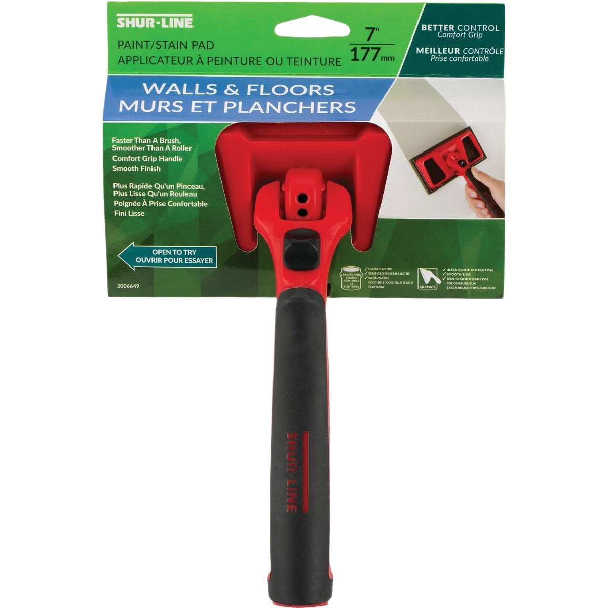 Shur-Line 7-inch paint and stain pad with comfort grip handle for smooth walls and floors painting in home improvement tools collection