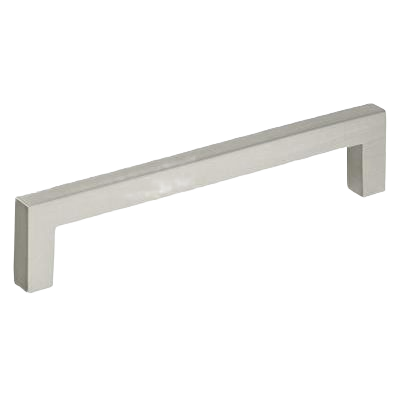 Satin nickel cabinet pull with modern square design for hardware and furniture accessories in home improvement.