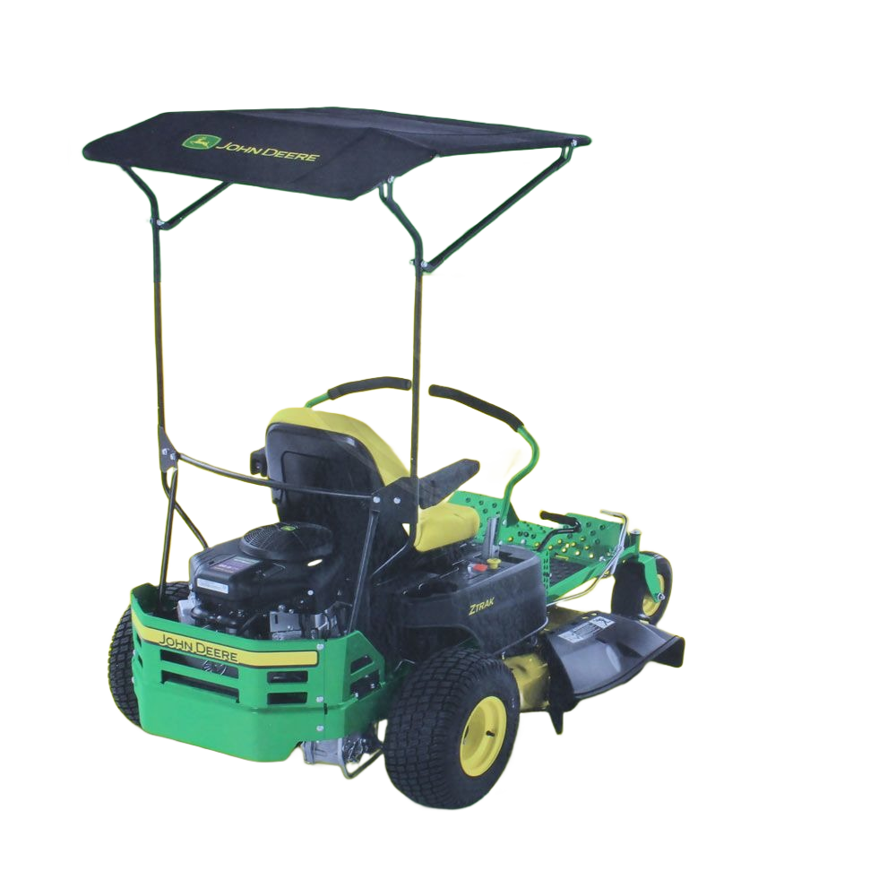 John Deere ZTrak mower with LP66974 Z3 sun canopy providing shade for outdoor lawn maintenance tasks