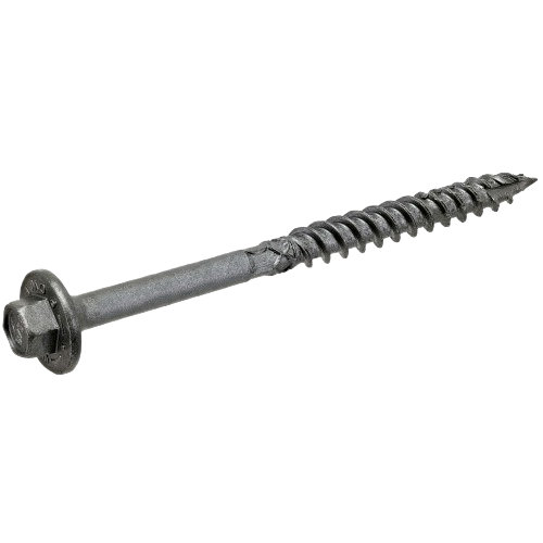 Close-up of a heavy-duty hex-head track pin screw for lumber and building materials in hardware and fasteners collections under $50
