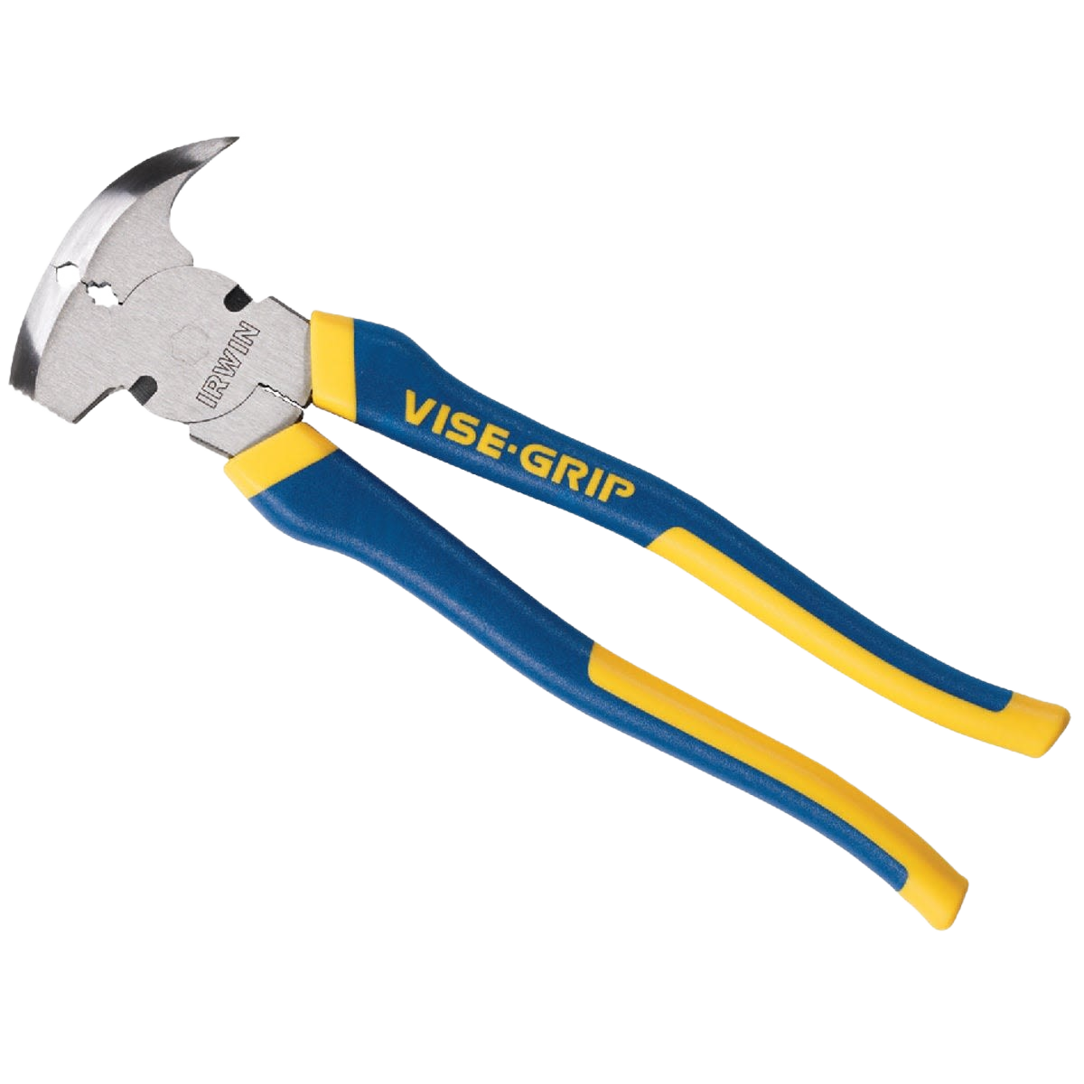 Blue and yellow-handled fencing pliers with nickel chromium steel construction for hand tools and woodworking collections