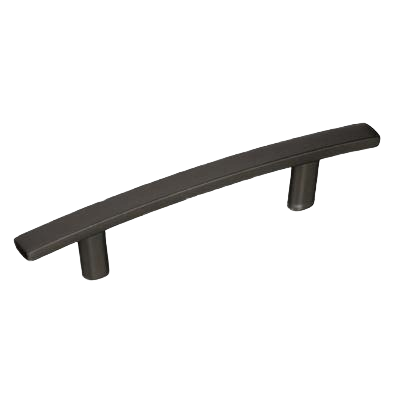 Black bronze 3-inch cabinet pull with sleek curved design in cabinet and furniture hardware for home improvement collections