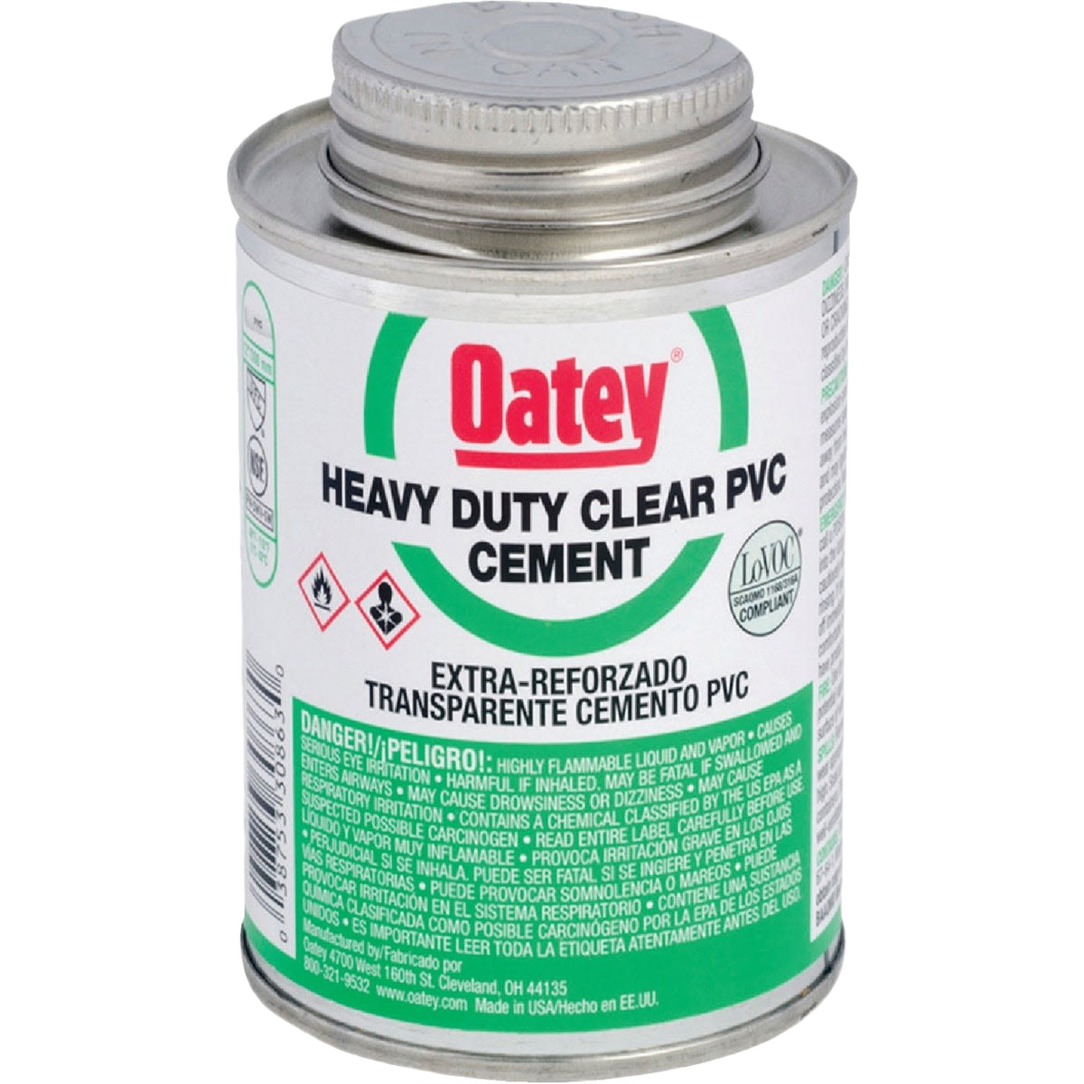 Metal can of clear heavy-duty PVC cement for plumbing and pipe repair tools in home improvement collections under $50