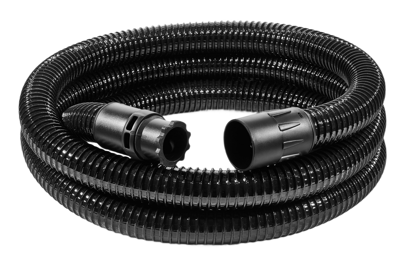 Flexible black replacement hose with ribbed design and connectors for power tool dust extraction in home improvement tasks