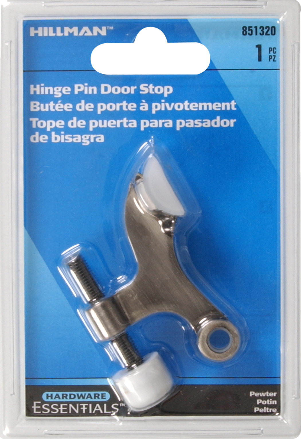 Hardware Essentials Hinge Pin Door Stop Solid and Hollow Door Pewter (Carded)