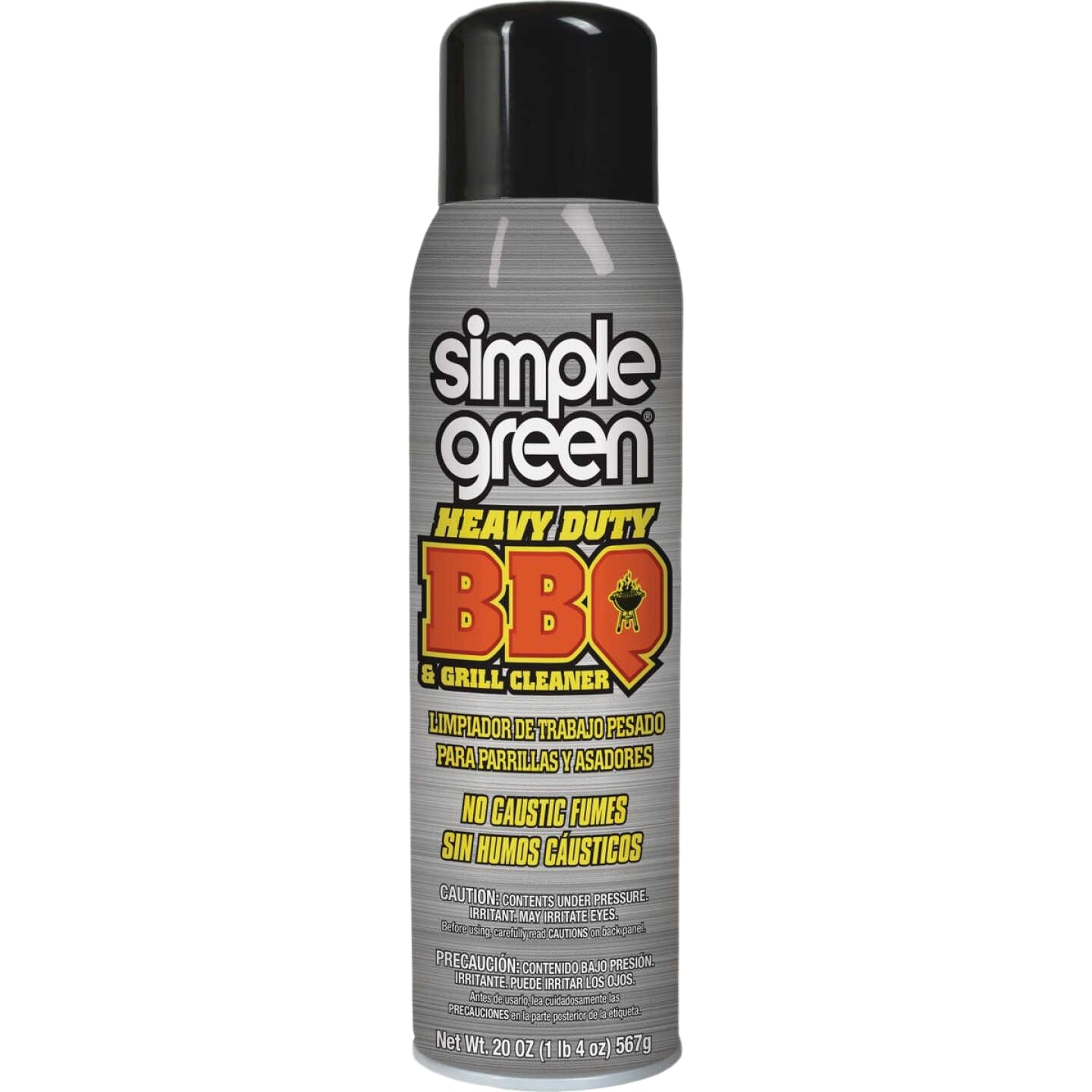 Gray and black can of heavy-duty BBQ and grill cleaner spray for outdoor living and grilling supplies