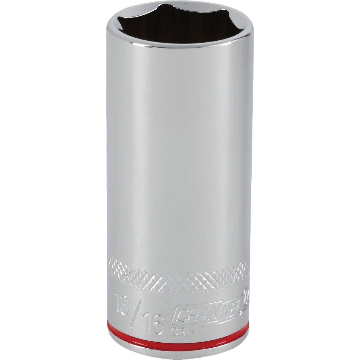 Chrome-finished deep socket with 6-point design for durable fastening in hand tools and woodworking collections