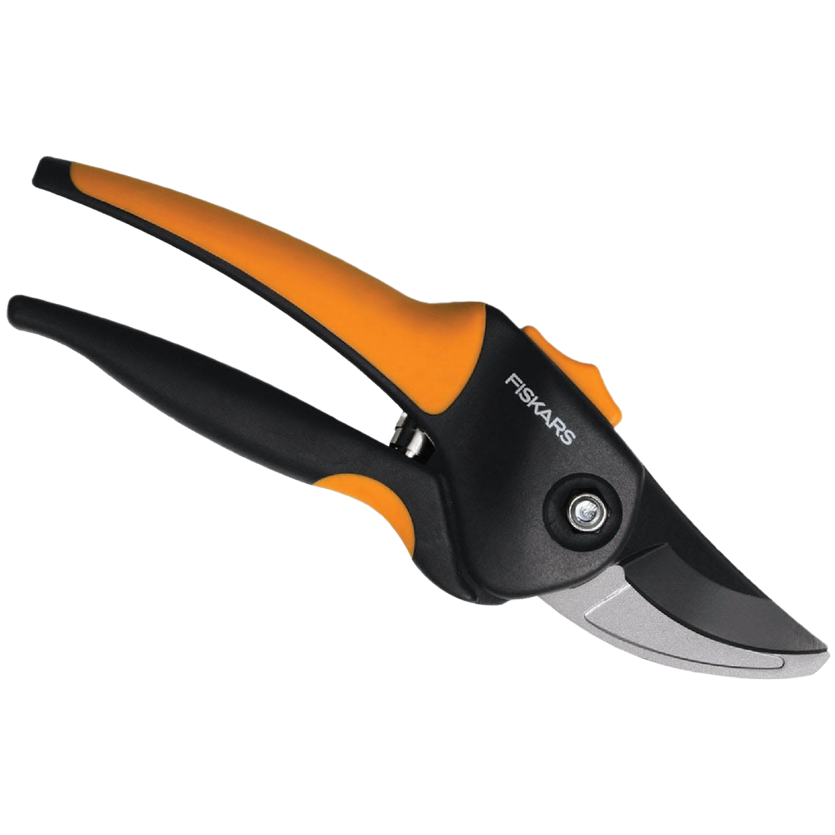 Orange and black pruning shears with ergonomic soft grips for comfortable cutting in gardening and home improvement tasks