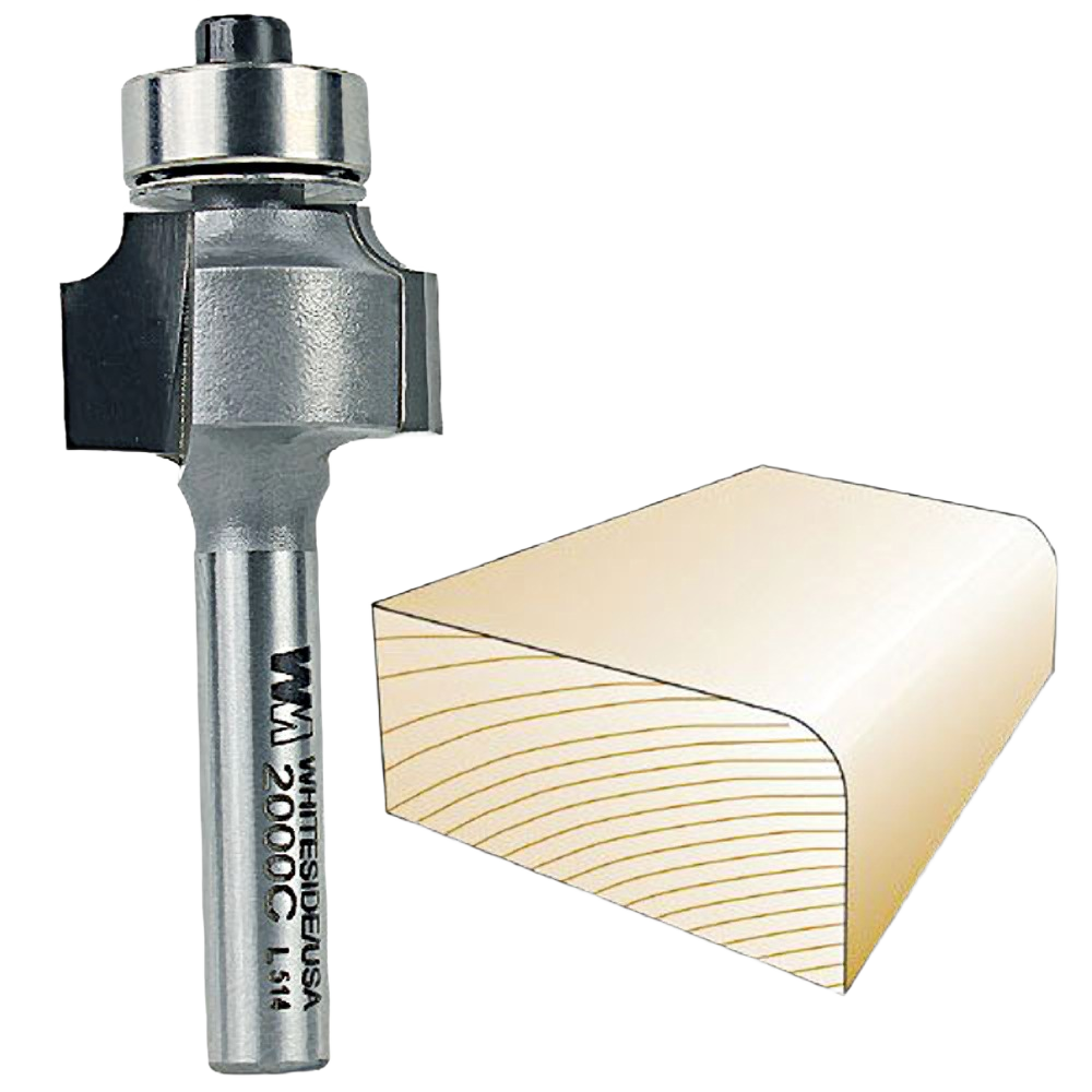 Whiteside woodworking roundover bit with bearing guide for smooth edge shaping in power tool accessories under $50