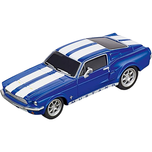 Blue and white vintage muscle car model with racing stripes and detailed wheels for collectors and hobbyists