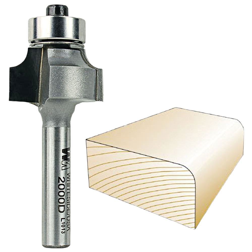 High-quality Whiteside roundover router bit with bearing for creating smooth rounded edges on wood in tool accessories.