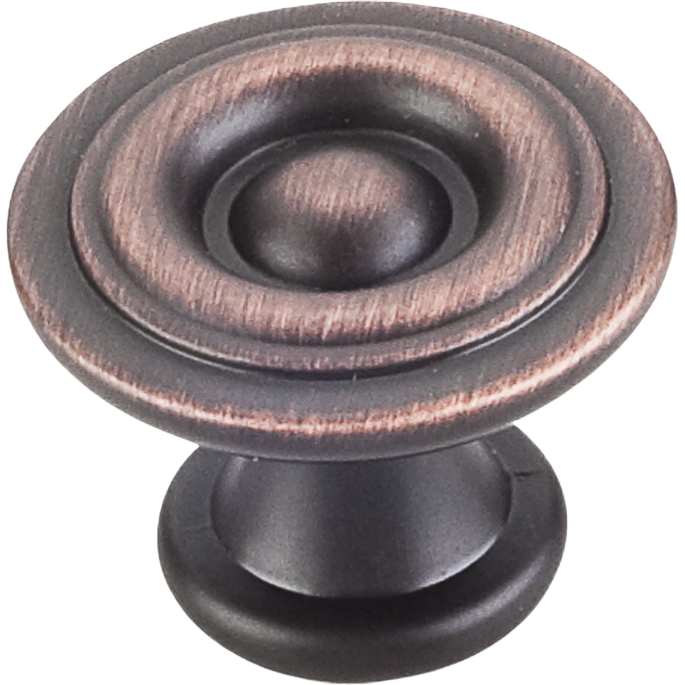 Round cabinet knob in brushed oil rubbed bronze finish for hardware and furniture accessories collections under $50